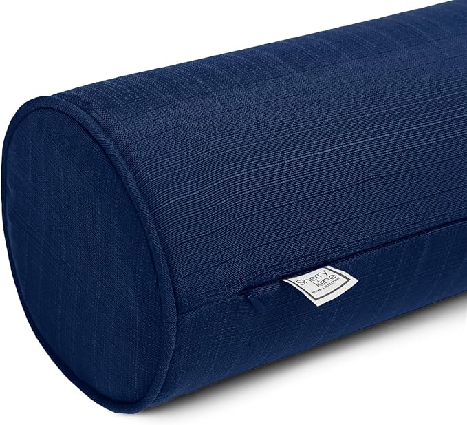 Sherry Kline Sunrise Indoor/Outdoor Neck Bolster Corded Edge Filled Pillow Indigo 6"x18" Set of 2