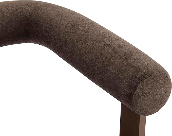 Christopher Knight Home Rones Modern Velvet Upholstered Accent Chair, Wooden Living Room Club Chair with Curved Backrest, Minimalist Bedroom Comfy Reading Chair, Thick Padded Seat, Dark Brown+Walnut