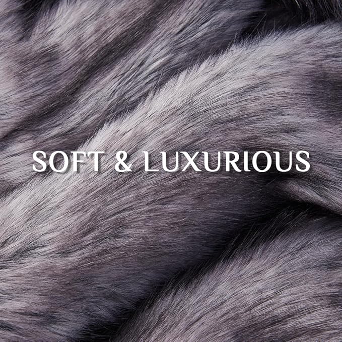 Fluffy Faux Fur Throw Blanket – Super Soft Warm Thick Plush Blanket for Bed, Couch & Office, Cozy Fuzzy Throw with Flannel Backing,108"x90", Grey