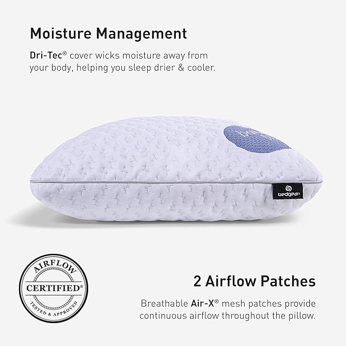 Bedgear Balance Performance Pillow – 0.0 - Moisture Wicking Bed Pillow for All Sleep Positions - Medium Firmness Bed Pillow - Washable Removable Cover – 20" W x 26" L x 4.75" H