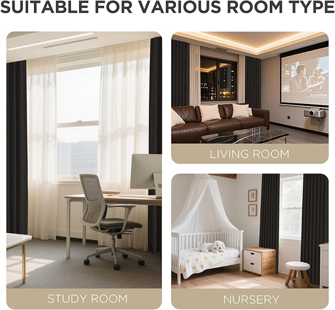 Joydeco 100% Blackout Curtains for Bedroom - Natural Linen Curtains 66"W x 84"L Long, Thermal Insulated 2 Panels Black Light Blocking Drapes, Rod Pocket & Back Tabs, Darkening Privacy for Living Room