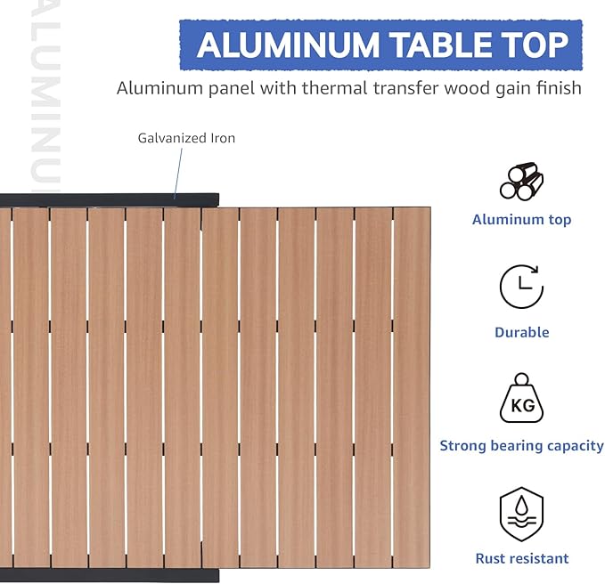 SUNSITT 9-Piece Outdoor Patio Dining Set, 63" - 105" Aluminum Expandable Outdoor Dining Table Set for 8, 8 Woven Rope Chairs with Gray Removable Cushions