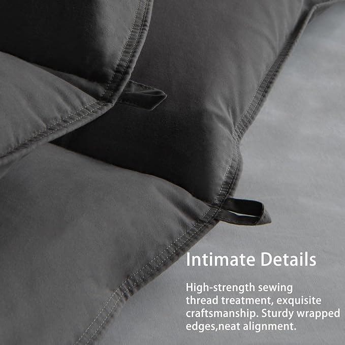Luxury Gray Down Fiber Comforter Queen Size - Down Fiber Duvet Core for All Seasons - Soft and Medium Warmth Hotel Collection Duvet Insert - Fluffy and Cozy，Queen (90 X 90”)