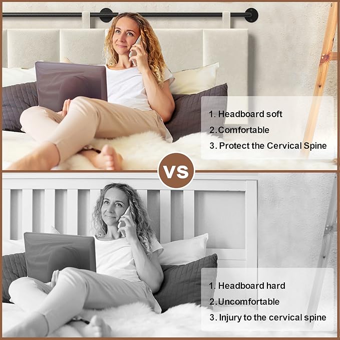 Headboard, Headboards Queen Size Wall Mounted Bed Headboard with Headboards Only Height Adjustable Beige Head Boards for Bedroom(Velvet Beige, Queen)