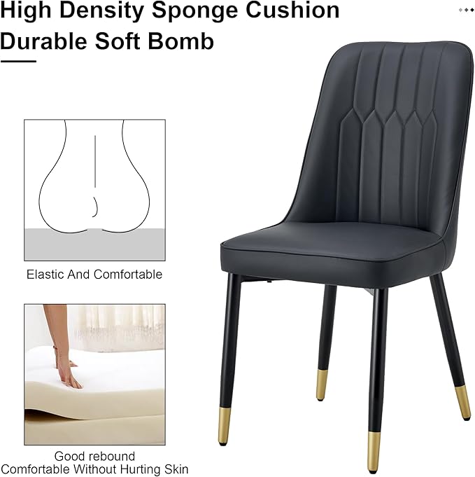 45 Inch Round Dining Table Set for 4, 5 Piece Kitchen Table and Chairs Set, White Faux Marble Table Top, Small Space Dining Set for Apartment or Dining Room