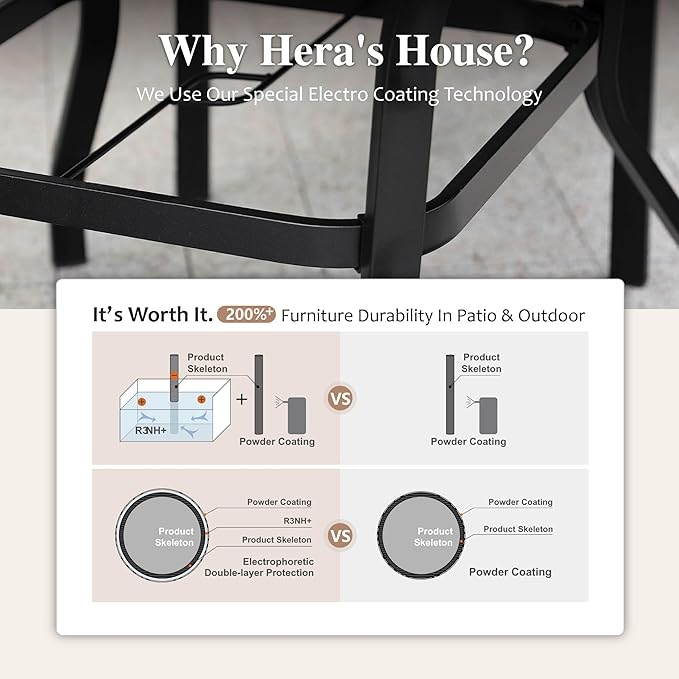 HERA'S HOUSE 5 Pieces Patio Dining Set, Outdoor Dining Set with 4 Wicker Patio Chair with Removed Cushion, 37" Wood Like Dining Table with 1.57" Umbrella Hole, for Lawn Garden Backyard Deck
