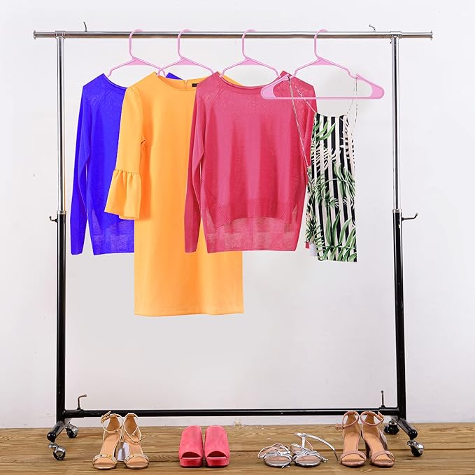 Utopia Home Plastic Hangers 50 Pack - Perfect Space Saving Clothes Hanger - Durable and Strong - Perfect Closet Organizers with Shoulder Grooves (Pink)