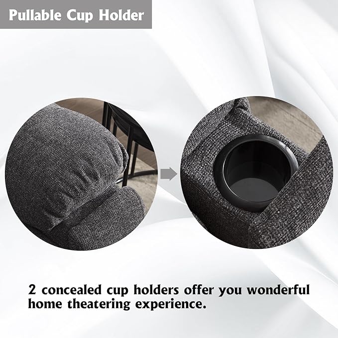 CANMOV Power Lift Recliner Chair with Massage and Heat for Elderly, Overstuffed Wide Recliners, Heavy Duty and Safety Motion Reclining Mechanism with USB Ports, 2 Concealed Cup Holders, Smoke Gray