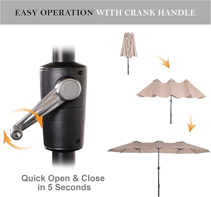 Patio Outdoor Table and Chairs Set with Umbrella Beige, Patio Dining Sets for 6, 7 Pieces Patio Table Set Clearance for Backyard Deck Porch Outside, Metal Table with Hole & Cushioned Rattan Chairs