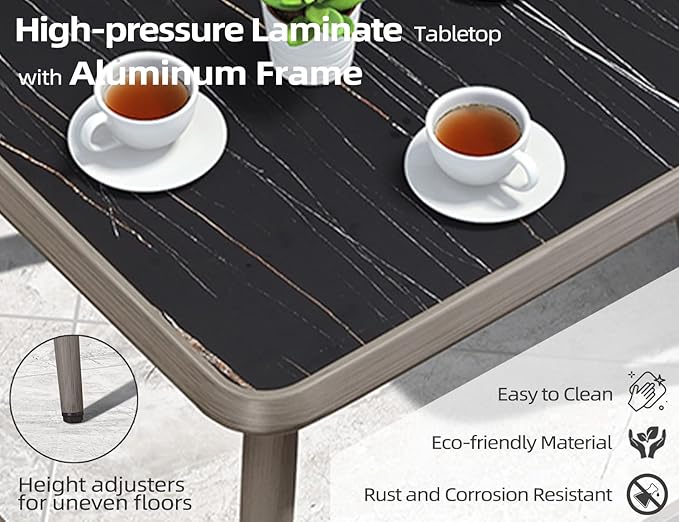 PURPLE LEAF 5 Pieces Outdoor Dining Set All-Weather Wicker Outdoor Patio Furniture with Table All Aluminum Frame for Lawn Garden Backyard Deck Patio Dining Set with Cushions, Grey