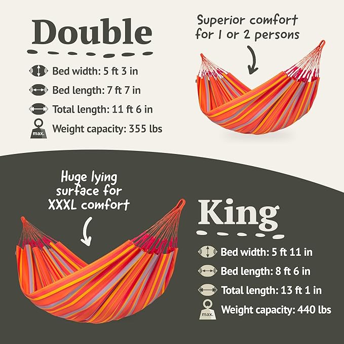 La Siesta® Large Double Brisa Classic Hammock & TreeMount, Trees Beams Posts Suspension Kit - Indoor Outdoor Hammock Swing, Weather Resistant, Toucan