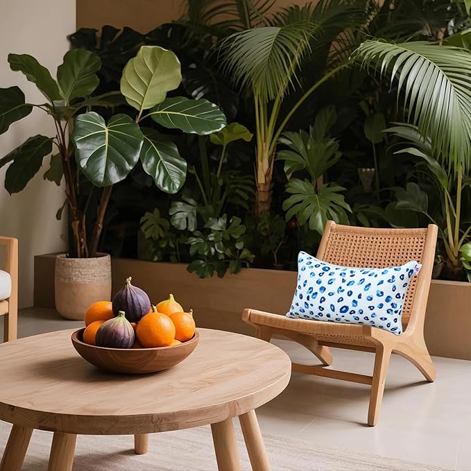 Pack of 2 Patio Lumbar Pillows, 12"x20" Fade Resistant Outdoor Waterproof Lumbar Pillow with Inners, Decorative Garden Lumbar Cushions for Home Patio Terrace Sofa Use