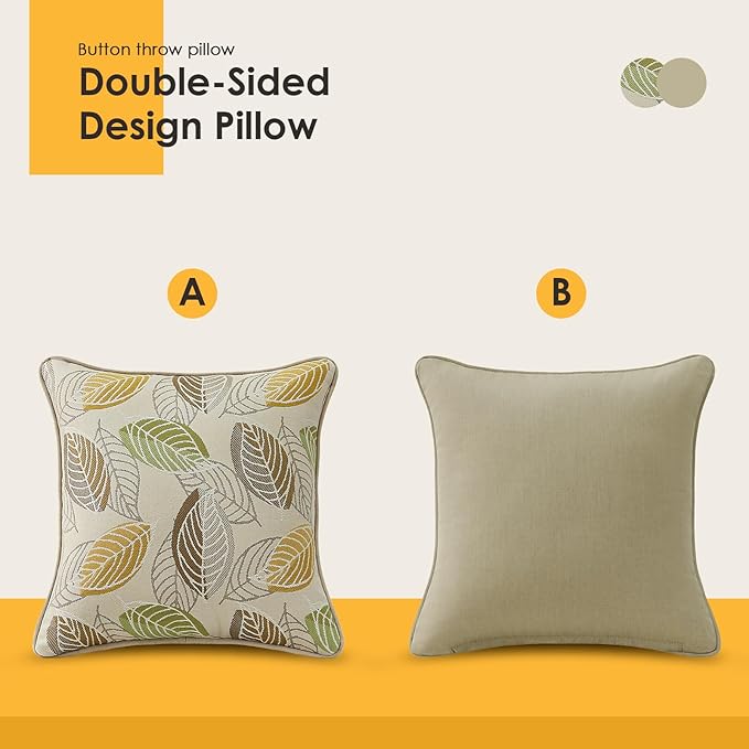 Outdoor Sunbrella Decorative Pillows Pack of 4, 16" x 16" Outdoor Pillow Set for Couch Bed Throw Patio Sofa, Momento Spring