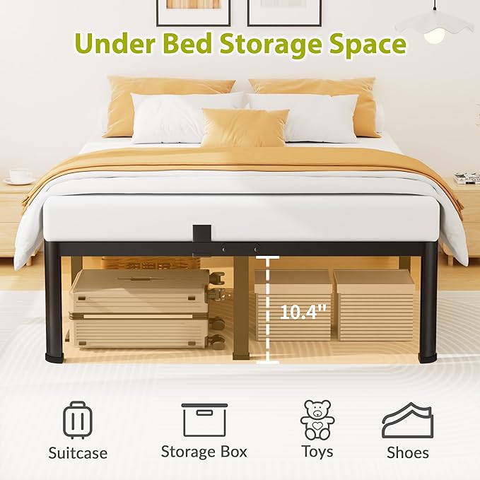 12 Inch King Bed Frame, Metal Platform Bed Frame with Round Corner Legs, 3500 lbs Heavy Duty Steel Slats Support, No Box Spring Needed, Noise Free, Easy Assembly, Black