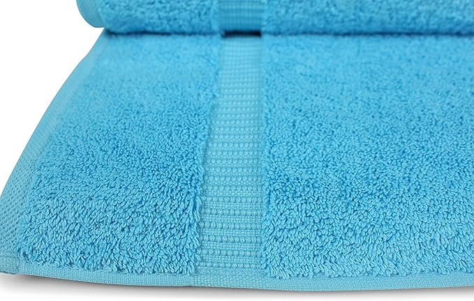 SALBAKOS 100% Turkish Cotton Bath Towel Set of 4 27x54 inch | Heirloom Quality | Hotel & Spa Collection | Ultra Soft, Super Absorbent, Long Lasting Bath Towels | Made in Turkey (Aqua, 4 Bath Towels)