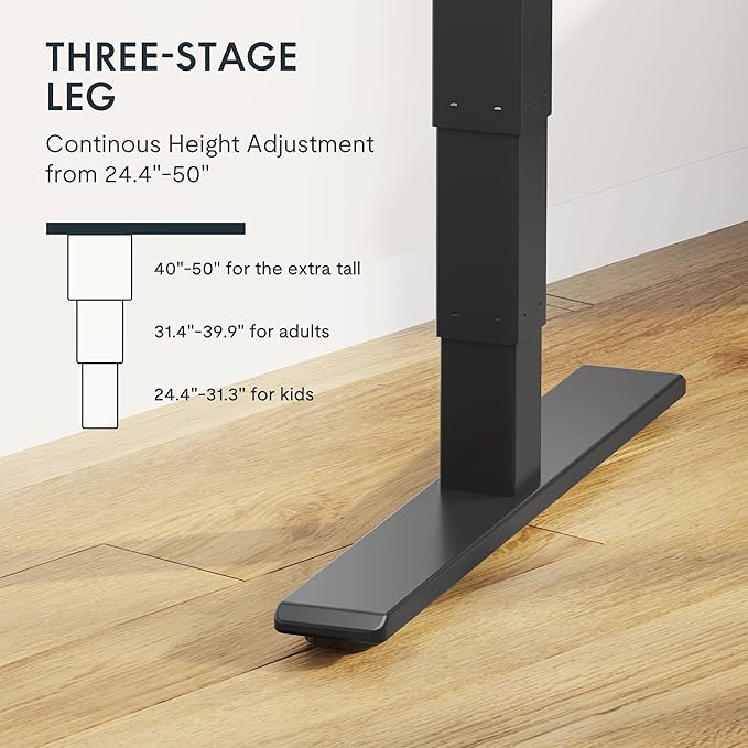FLEXISPOT E6 MAX Dual Motor 3 Stages Standing Desk 48x30 Inch Whole-Piece Board Electric Height Adjustable Stand Up Desk 150KG Load Capacity(Black Frame + Mahogany Desktop)