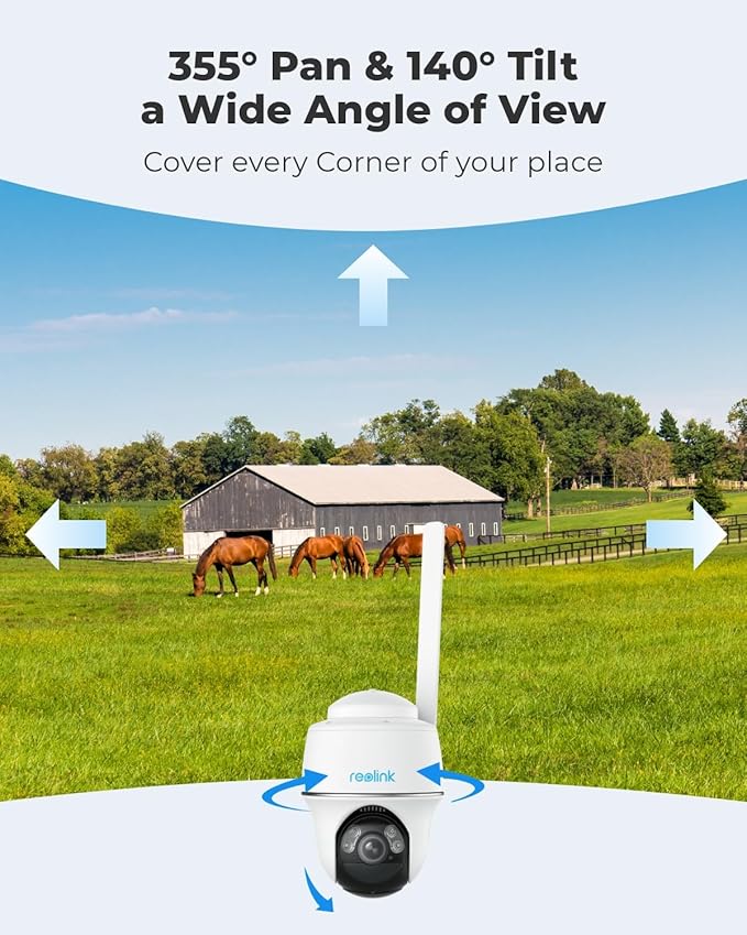 REOLINK 2K 5MP 4G LTE Cellular Security Camera Outdoor +128GB SD Card - 4Pack, 360° Pan-Tilt, Sim Card Included, Wireless Solar Powered, Color Night Vision, Smart AI Detection, Go PT Plus+Solar Panel