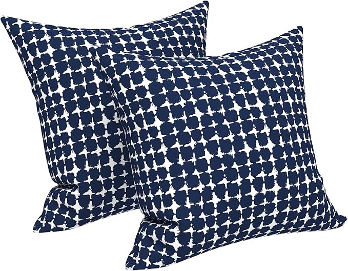 LVTXIII Outdoor Throw Pillows, Decorative Throw Pillows with Inserts, 16"x16" Square Pillows for Bed, Couch, Sofa and Patio Furniture, Set of 2, Tie-dye Navy
