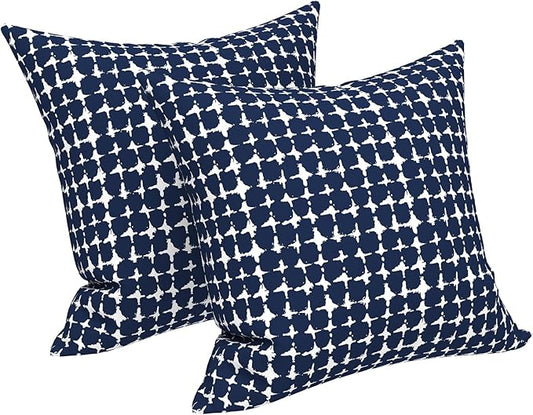 LVTXIII Outdoor Throw Pillows, Decorative Throw Pillows with Inserts, 16"x16" Square Pillows for Bed, Couch, Sofa and Patio Furniture, Set of 2, Tie-dye Navy