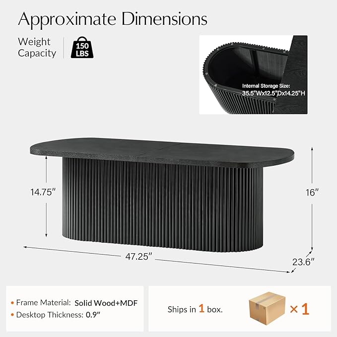 HULALA HOME Modern Lift Top Coffee Table with Storage, Space Saving Living Room Table, Multi-Functional Wood Coffee Table(Black)