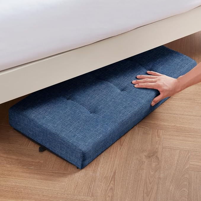 Ornavo Home 30 Inch Storage Ottoman, Large Storage Bench, Ottoman with Storage with Legs, Foot Rest Stool, Bedroom Bench - Navy Blue