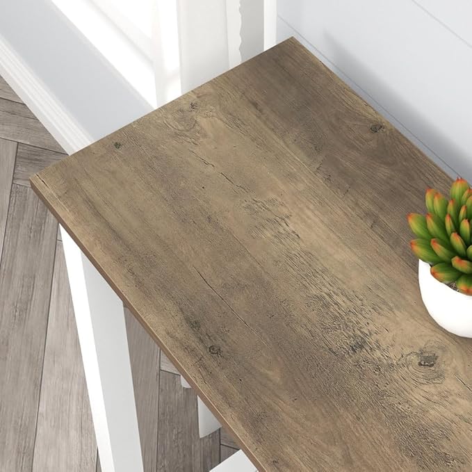 FOLUBAN Farmhouse Sofa Table, Rustic Vintage Console Table for Entryway, Living Room, Hallway, White