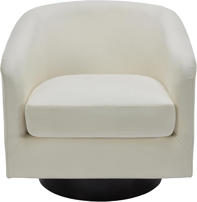 UIXE 360° Swivel Barrel Accent Chair Armchair, Round Club Arm Chair in Fabric for Lving Room, Modern Upholstered Small Bedroom Single Sofa Seat - Beige, Set of 4