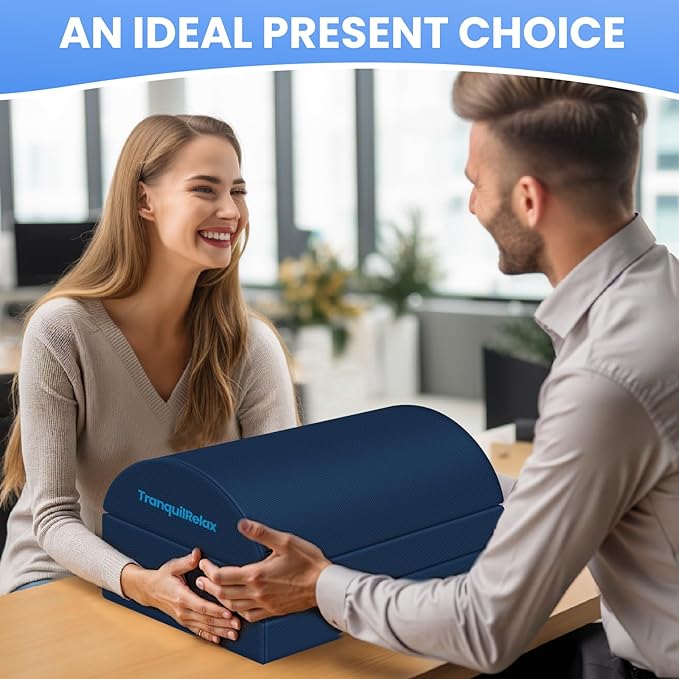 Foot Rest for Under Desk at Work, Gaming Accessories Foot Stool with 3 Adjustable Heights & Washable Cover, Comfortable Office Desk Accessories, Footrest for Office, Home and Car (Blue)