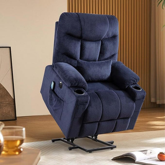 Power Lift Recliner Chair for Elderly, Lift Chair with Heat and Massage, Power Lift Recliners for Living Room with Infinite Position, USB-A＆C, Cup Holder, Side Pocket