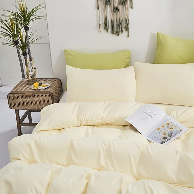 Cottonight Ivory White Comforter Set King Beige Bedding Comforter Set Off White Solid Blanket Quilts Modern Soft Breathable Modern Simple Off White Bedding Set for Women Men King Bed