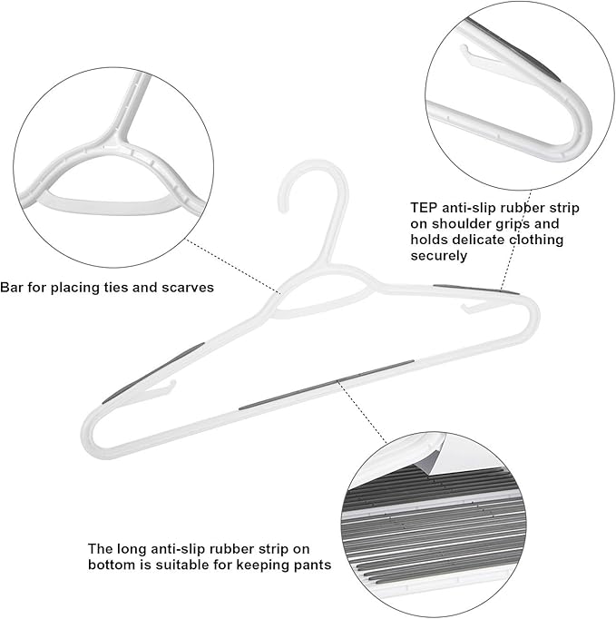 30 Pack Bendable Plastic Hangers Light-Weight Non-Slip Clothes/Suit Hangers(Grey)