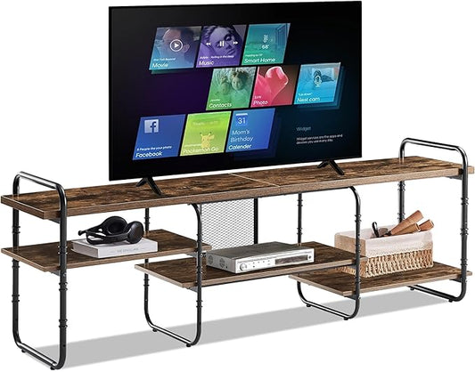 VECELO TV Stands up to 65 Inch,Entertainment Center/Media Console Table with Adjustable Storage Shelves for Living Room/Bedroom,