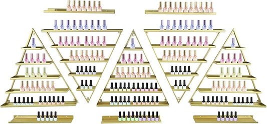 10PCS Triangular Nail Polish Racks, Metal Wall-Mounted Display Rack for Nail Polish Bottles, Lipstick Perfume Wall Shelf Essential Oil Organizer for Home Spa Nail Salon Shop