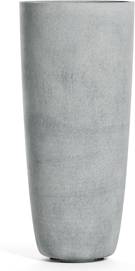 Lofto Tall Planter – Concrete Stone Finish – Fiberglass Indoor/Outdoor and Weather-Resistant Large Planter (16.5" D x 36.4" H Exterior, 15.3" D x 36.2" H Interior)