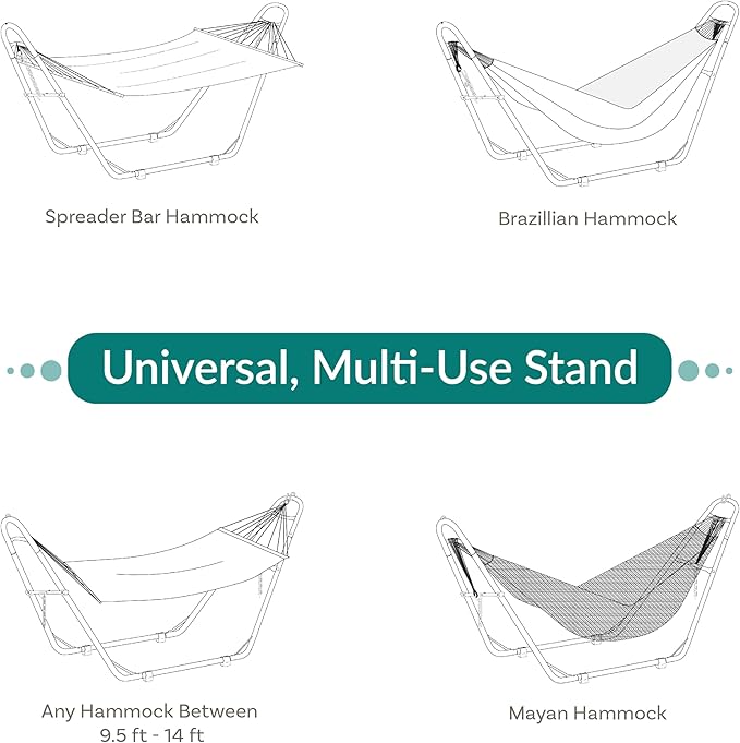 Sunnydaze Universal Double Hammock Stand Only - 550-Pound Capacity - Heavy-Duty Hammock Stand for Outside - Fits 9 to 14 Foot Hammocks - Blue