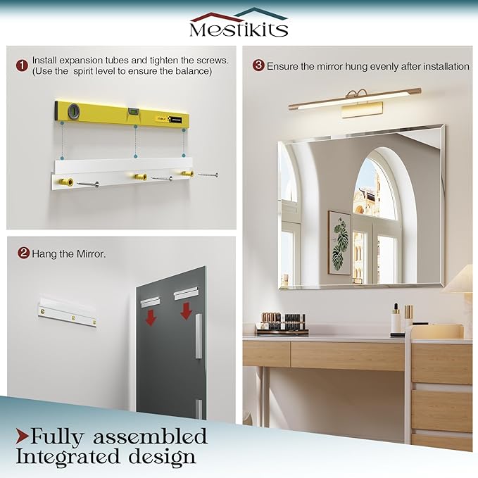 Bathroom Mirrors for Wall Beveled, 48"x32" Frameless Bathroom Vanity Mirror, Wall Mount Mirror for Bedroom Entryway Living Room Hangs Horizontally or Vertically