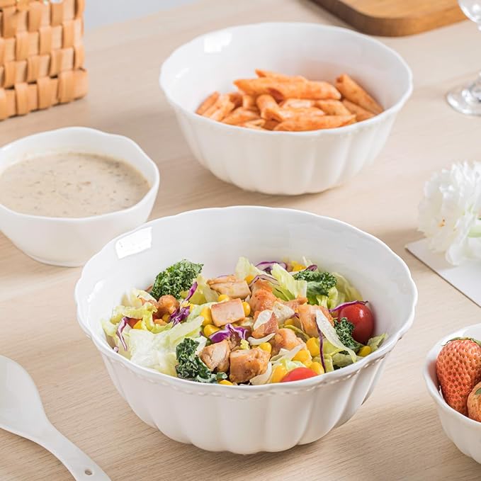 Pasta Bowls, 8 Inch Oatmeal Bowls, Kitchen Bowl Set, Mixing bowl Set, Salad bowl, Microwave and Dishwasher Safe, Set of 2