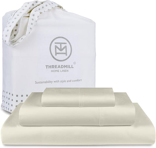 Threadmill Sheets for Twin XL Mattress | 800 Thread Count Twin XL Bed Sheets Set with 15” Deep Pocket | Sateen Weave, Better Than Egyptian Cotton, 3-Piece Bedding Set with Cooling Effect | Taupe