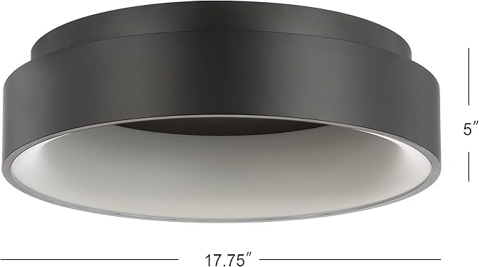 JONATHAN Y JYL7206B Ring 17.7" Integrated LED Flush Mount, Modern, Contemporary, Dimmable, 3000K Cozy Warm Light Kitchen,Hallway,Bathroom,Stairwell, Black