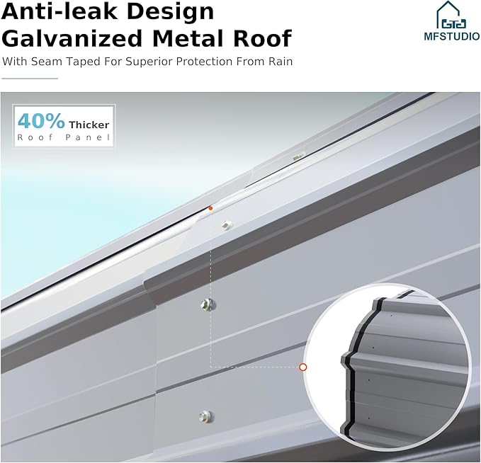 MFSTUDIO Carport 12x30 ft, Outdoor Heavy Duty Metal Shed Carports, Metal Garage Car Shelter Shade Car Port with Galvanized Roof, Frame and Bolts for 2 Cars, Truck and Boats