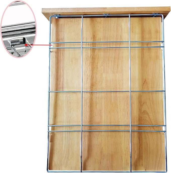 DINDON 2 Tier Pull Out Cabinet Organizer (17" W x 21" D) Slide Out Wood Shelf Double Tier Kitchen Wire Basket With Chrome Finish…