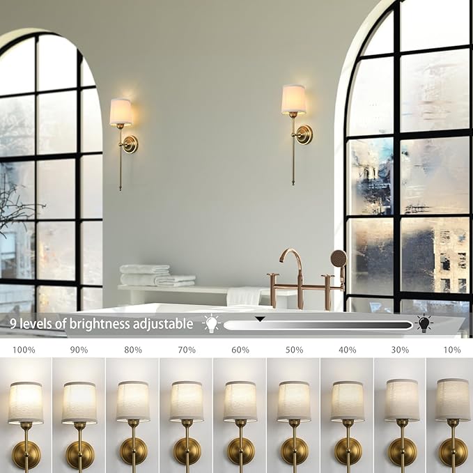 Battery Operated Sconces Wall Lighting Fixture Set of 2 with Linen Fabric Shade, RGB Color Changing USB Rechargeable Wall Mounted Lamp for Living Room Bedside Nightstand Light