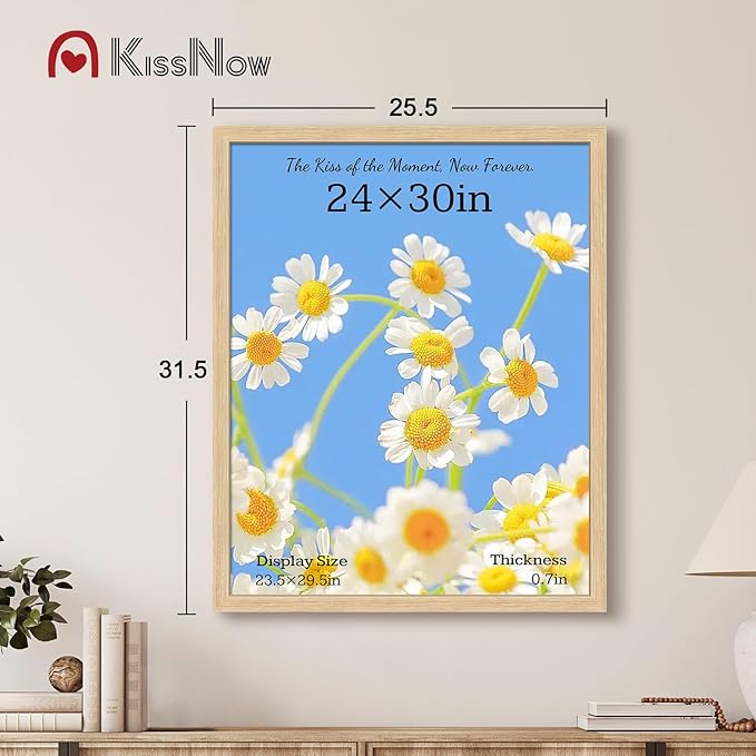 24x30 Poster Frame set of 4, Natural Oak Wood Picture Frame, Wall Hanging