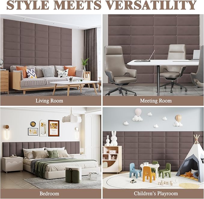 Upholstered Headboard for Full Twin Size Bed, Wall Mounted & Peel and Stick Headboard, Soundproof DIY Wall Panels, Leather Head Board in Modern Design for Bedroom (6 Panels, Each 23.62"x9.84"