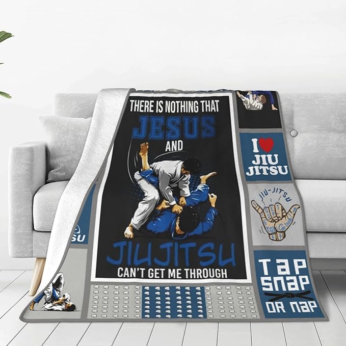 Jujitsu Gifts Blanket Jujitsu Throw Blankets Cozy Fleece Flannel Blanket Soft Warm Plush Lightweight Blanket Jiu Jitsu Gifts for Men Boys for Couch Sofa Bed 60"X80"