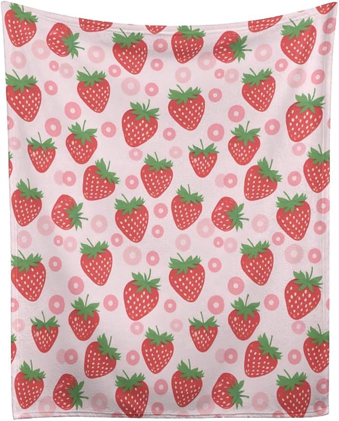 Strawberry Pink Flower Dog Kid Large Dog Wearable Fleece Pet Throw Blanket for Couch car Bed Crate, Soft Cozy Girl boy Blanket 40x50 in