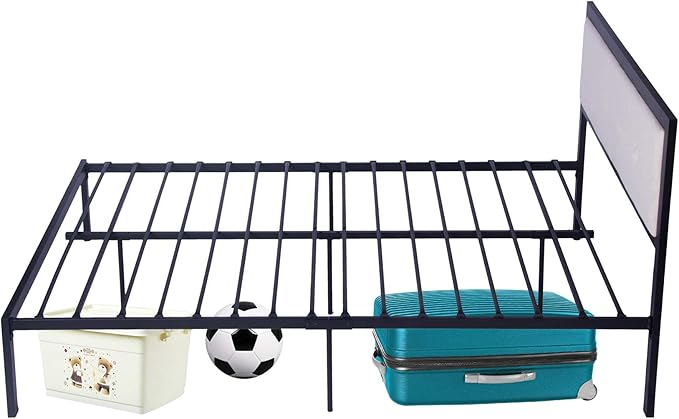 Metal Bed Frame Full Size Platform with Head Board Mattress Foundation Heavy Duty Metal Slats Full Size for Bedroom Students Kids for Hotel Motel Storage Under Bed 500lbs (Black Metal, Full)