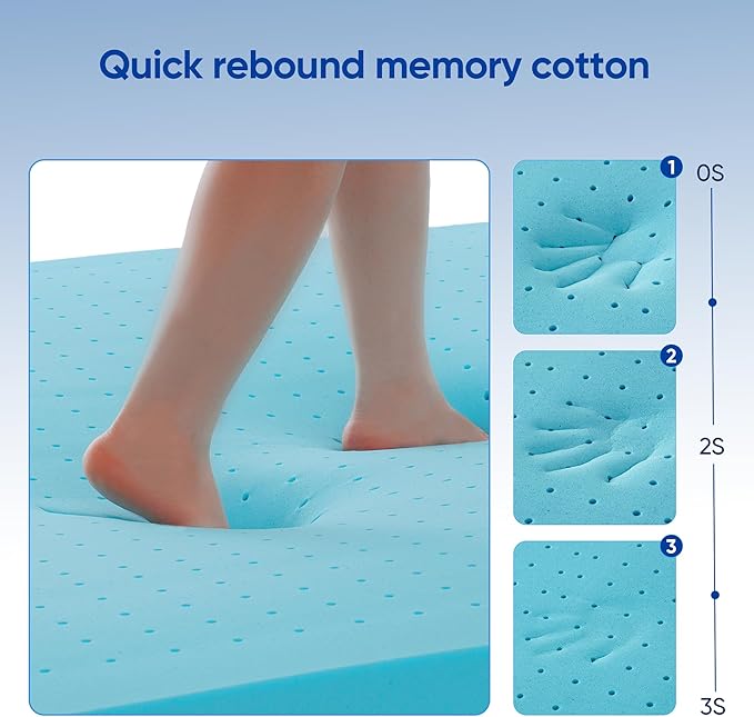 3 Inch King Size Gel Memory Foam Mattress Topper High Density Cooling Pad Pressure Relief Bed Topper with Removable & Washable Cover