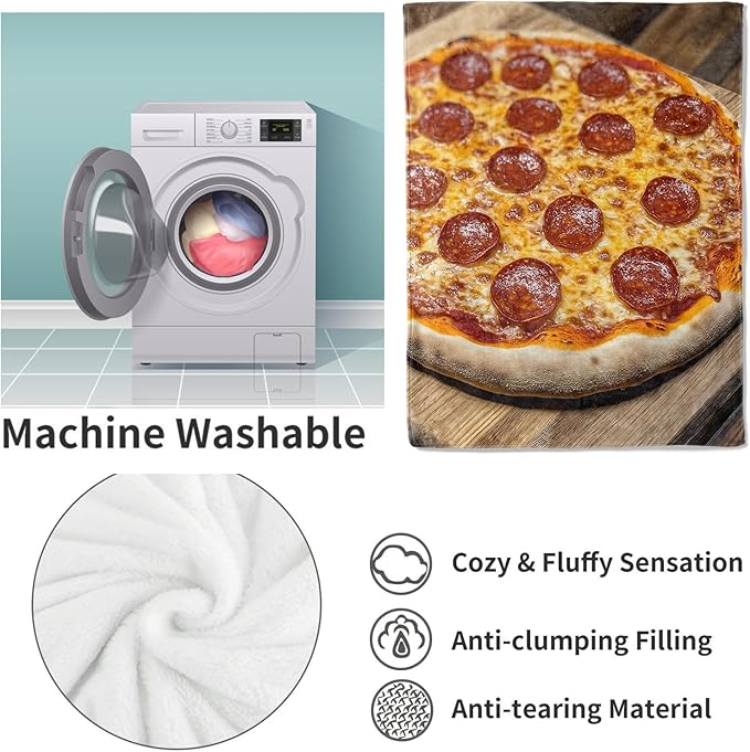 Pepperoni Pizza Flannel Blanket, Pizza Gifts, Pizza-Themed Blanket for Women, Soft Lightweight Throw Blankets for Bed Home Travel Decor 60" x 80"