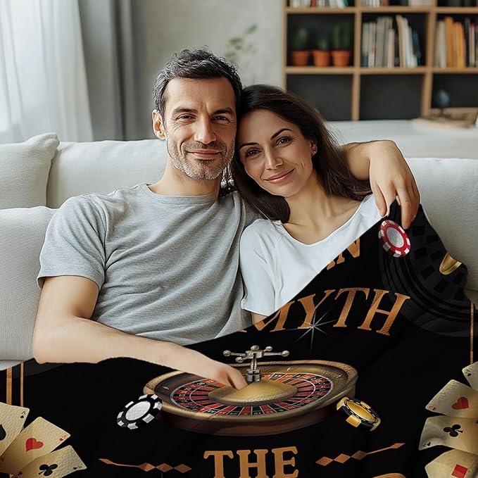 Gambling Gifts for Men, Casino Gifts for Men Women, Flannel Throw Blanket Gifts for Pocker Players, The Man The Myth The Pocker Legend Blanket Gifts for Gamblers 50"x 60"